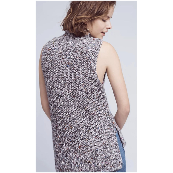 MOTH Marled Wool Blend Mock Neck Grey Turtleneck Sweater - Picture 3 of 8